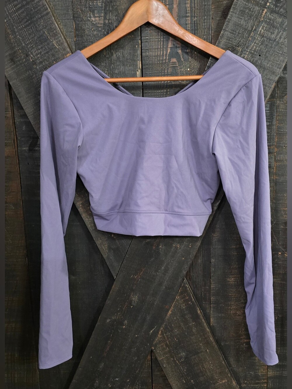 NWT Cordaw Women's Lavender Long-Sleeve Cropped Yoga Top Sz Large